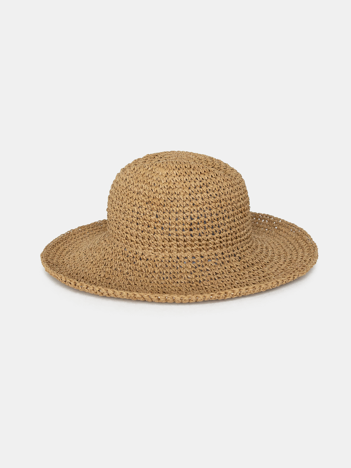 Brown straw hat on a white background