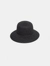 Black straw hat on a light gray background