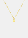 Gold necklace with a small sweetheart pendant on a light gray background