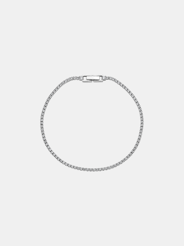 Silver bracelet on a light gray background