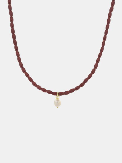 Enamel Necklace w. Pearl