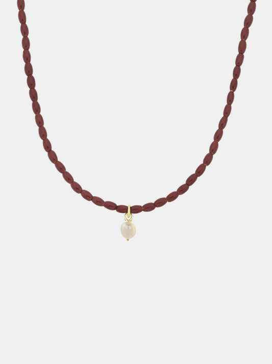 Enamel Necklace w. Pearl