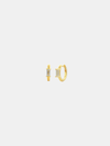 Gold hoop earrings on a light gray background