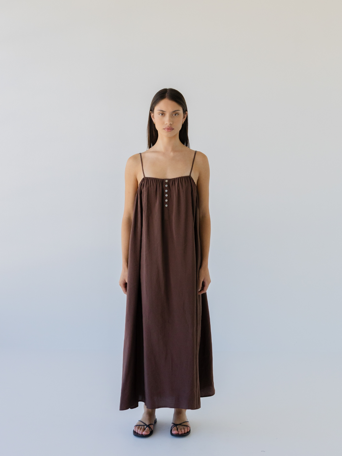 Shell Buttons Midi Dress