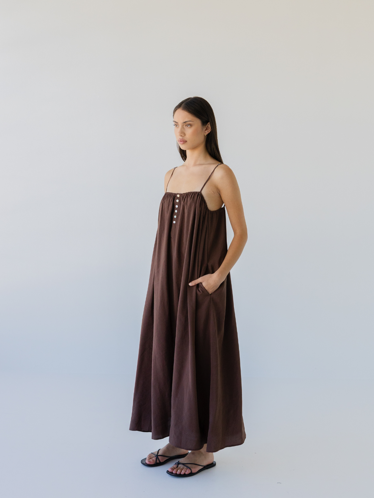 Shell Buttons Midi Dress