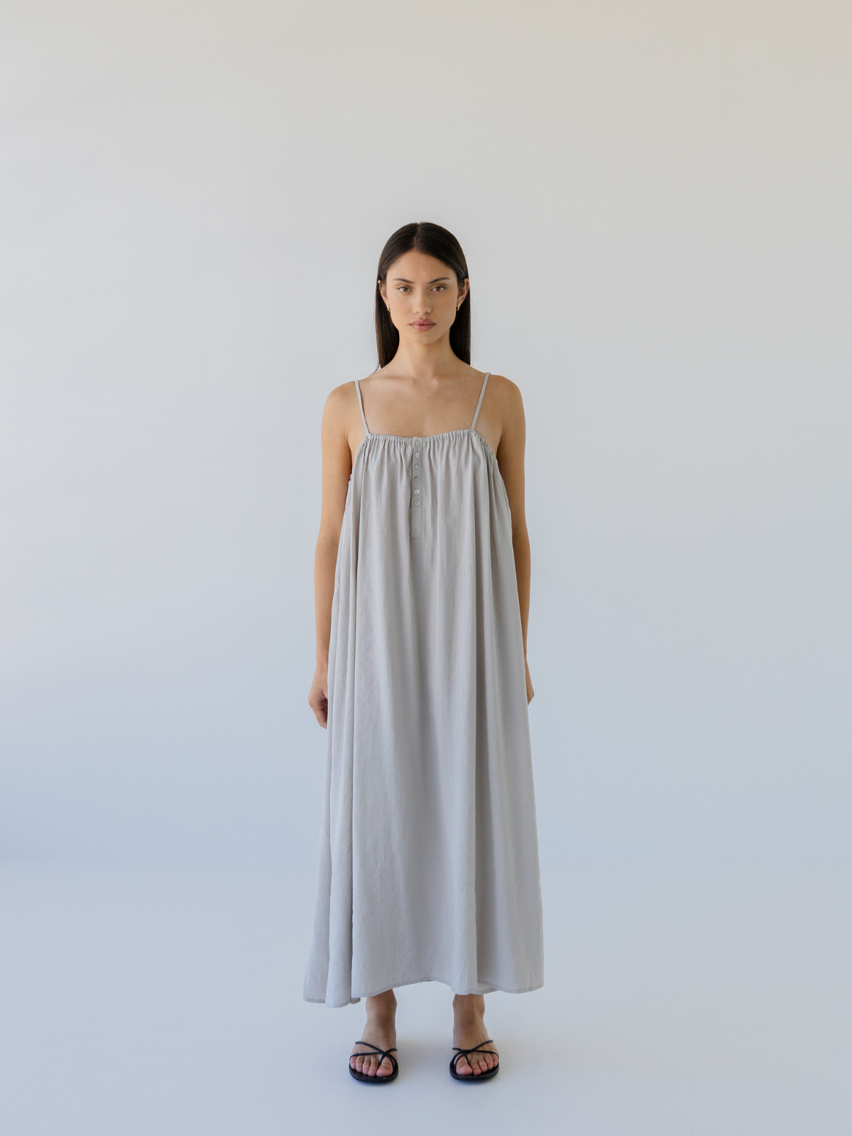 Shell Buttons Midi Dress