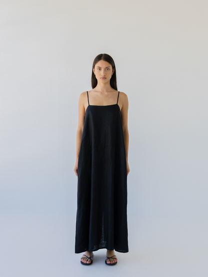 Tie Back Linen Dress
