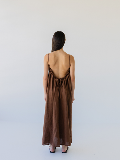 Tie Back Linen Dress