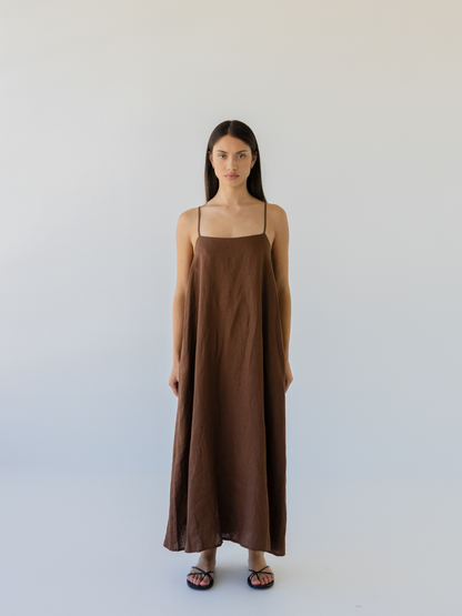 Tie Back Linen Dress