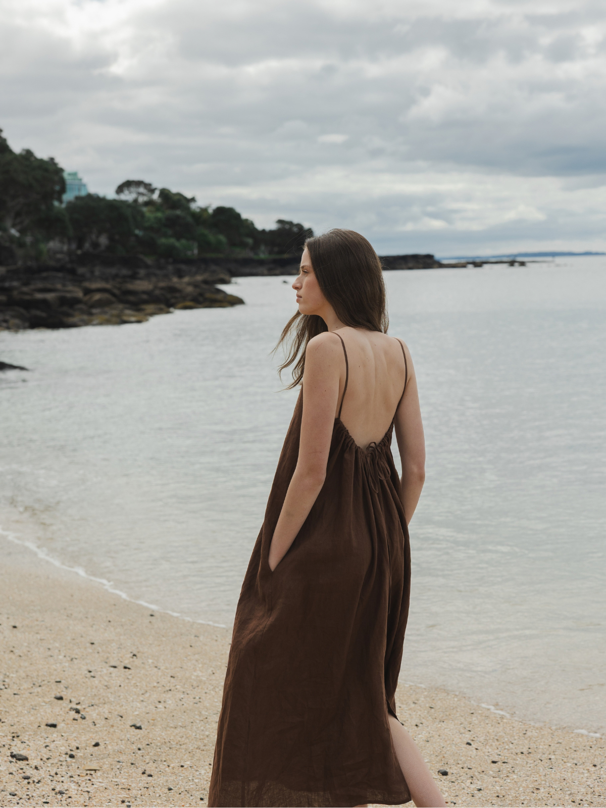Tie Back Linen Dress