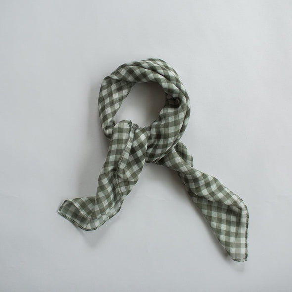 Gingham Mini Scarf Khaki