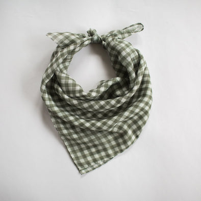 Gingham Mini Scarf Khaki